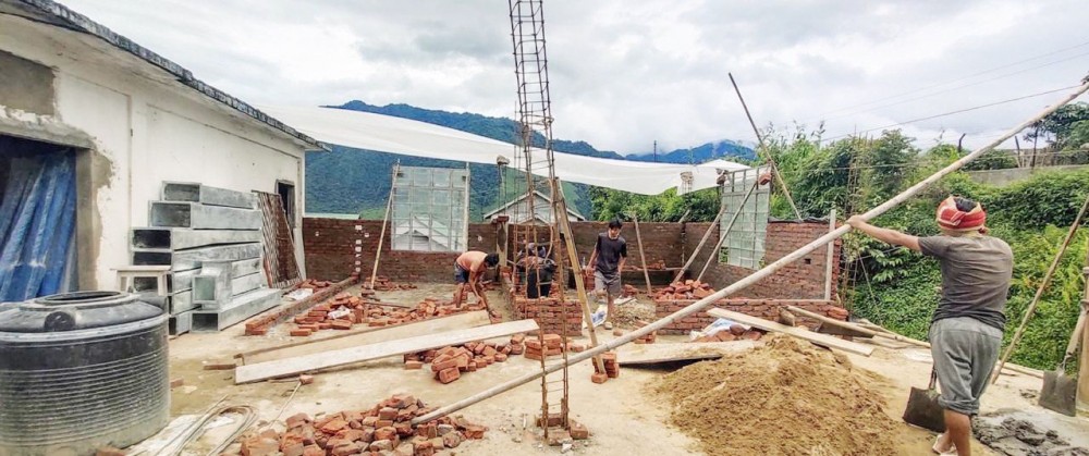 Work in progress at the BSL-2 installation site in Tuensang. (Morung Photo)